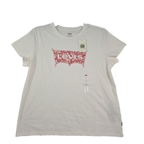 Levi's Perfect Tee Standard Fit T-Shirt Women's Size L Floral Spellout Target - Picture 1 of 10